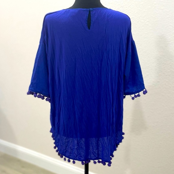 French Connection • Simple Classic Crepe Light Polly Top Clement Blue - Picture 2 of 9